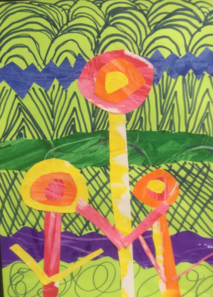 collage paper flower landscape picture